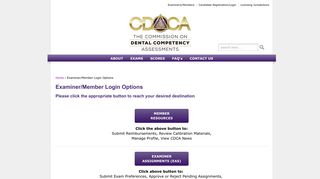 Examiner/Member Login Options | CDCA