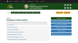 Visitation Information - California Department of Corrections and ...