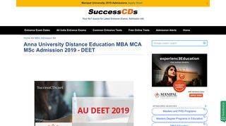 Anna University Distance Education MBA MCA MSc Admission 2019 ...
