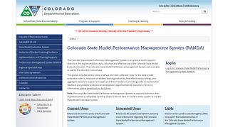 Colorado State Model Performance Management System (RANDA ...