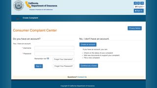 Consumer Complaint Center · California Department of Insurance