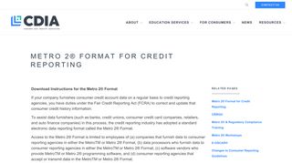 Metro 2® Format for Credit Reporting – CDIA