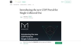 Introducing the new CDP Portal for Single Collateral Dai - Medium