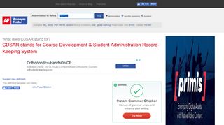 CDSAR - Course Development & Student Administration Record ...