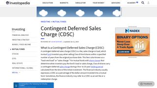 Contingent Deferred Sales Charge (CDSC) fee explained