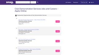 Club Demonstration Services Job Applications | Apply Online at Club ...