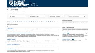 A-Z Databases - LibGuides - Charles Darwin University