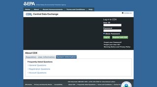 System Information | Central Data Exchange | US EPA