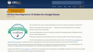 CEUfast Now Reports to CE Broker for Georgia Nurses - CEUFast.com