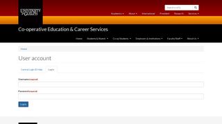 User account | Co-operative Education & Career Services