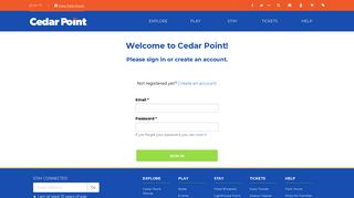 Login or Sign up for an Account - Cedar Point
