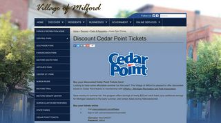 Discount Cedar Point Tickets - Village of Milford