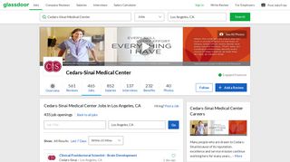 Cedars-Sinai Medical Center Jobs in Los Angeles, CA | Glassdoor