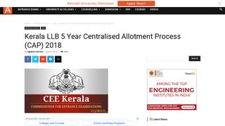 Kerala LLB 5 Year Centralised Allotment Process (CAP) 2018 ...