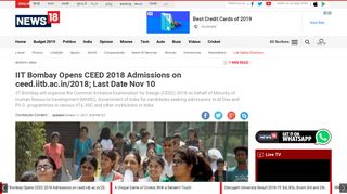 IIT Bombay Opens CEED 2018 Admissions on ceed.iitb.ac.in/2018 ...