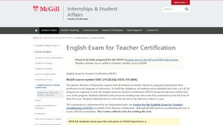 English Exam for Teacher Certification | Internships & Student Affairs ...