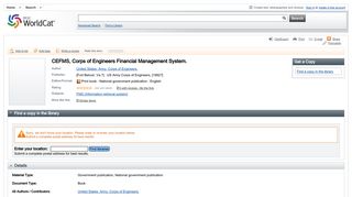 CEFMS, Corps of Engineers Financial Management System. (Book ...