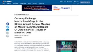 Currency Exchange International Corp. to Live Stream Annual General ...