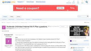 Xcelerate Unlimited Internet Wi-Fi Plan questions. - Celebrity Cruises ...