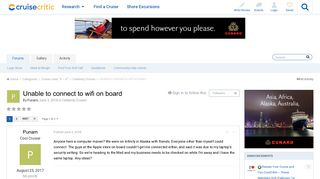 Unable to connect to wifi on board - Celebrity Cruises - Cruise Critic ...
