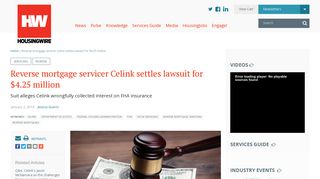 Reverse mortgage servicer Celink settles lawsuit for $4.25 million ...