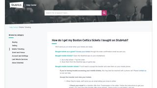 How do I get my Boston Celtics tickets I bought on StubHub?