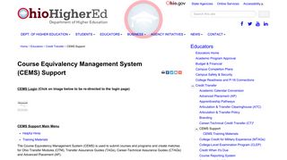 Course Equivalency Management System (CEMS) Support | Ohio ...