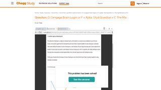 Solved: D Cengage Brain Login Or F X Aplia: Stud Question ... | Chegg ...