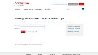 WebAssign @ University of Colorado at Boulder Login
