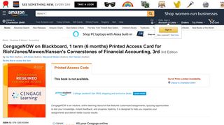 CengageNOW on Blackboard, 1 term (6 months) Printed Access Card ...