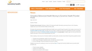 Cenpatico Behavioral Health Moving to Provider Portal | Sunshine ...