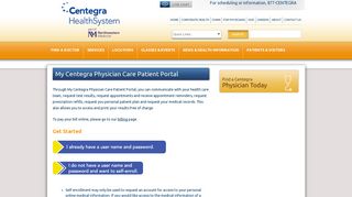 My Centegra Physician Care Patient Portal - Centegra Health System