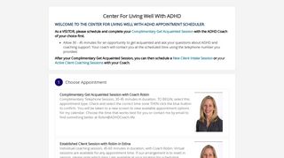Schedule Appointment with Center For Living Well With ADHD