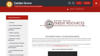 Skyward Family Access - Center Grove Community School Corporation