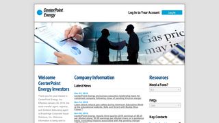 Welcome CenterPoint Energy Investors