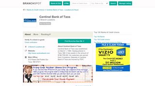 Centinel Bank of Taos - 2 Locations, Hours, Phone Numbers …