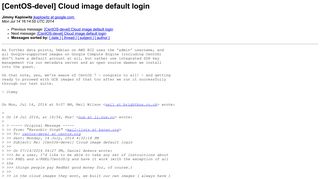 [CentOS-devel] Cloud image default login - CentOS mailing list