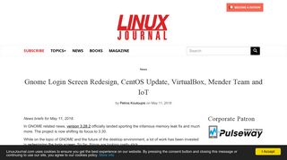 Gnome Login Screen Redesign, CentOS Update, VirtualBox, Mender ...