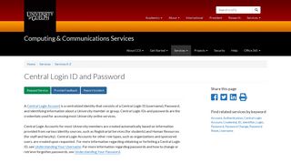 Central Login ID and Password | Computing & Communications ...