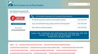 1st Central Insurance: Customer Service Contact Numbers
