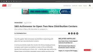 S&S Activewear to Open Two New Distribution Centers