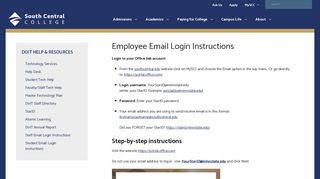 Employee Email Login Instructions - South Central College