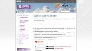 Student Webmail Login - Central College