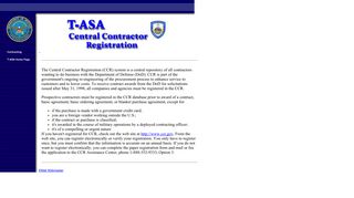 Central Contractor Registration (CCR) - T-ASA