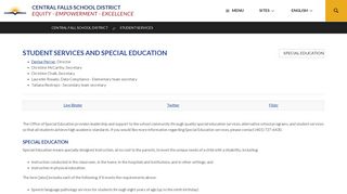 STUDENT SERVICES Open Dropdown - Central Falls School District