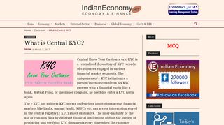 What is Central KYC? - IndianEconomy.net