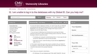 I am unable to log in to the databases with my Global ID. Can you help ...