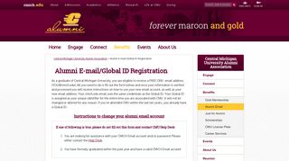 Alumni E-mail/Global ID Registration | Central Michigan University ...