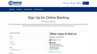 Online Banking Sign Up | Central National Bank