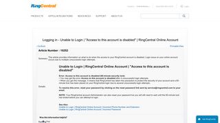 Knowledge Article: Logging in - Unable to Login | 